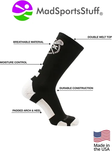 Vista 3 de MadSportsStuff LAX Lacrosse Socks with Lacrosse Sticks Athletic Crew Socks (multiple colors)