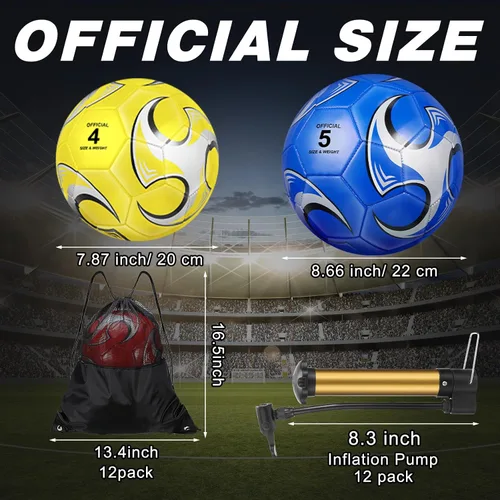 Vista 2 de Ceenna Balón de fútbol a granel con bolsa de bomba cosida a máquina de fútbol desinflado para entrenamiento deportivo al aire libre práctica de juego
