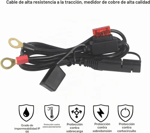 Vista 7 de [1 paquete] Arnés de terminal de anillo tórico Sae de 2 pies – Cable de terminal de anillo de ojal Sae 16awg Cable de extensión de cargador