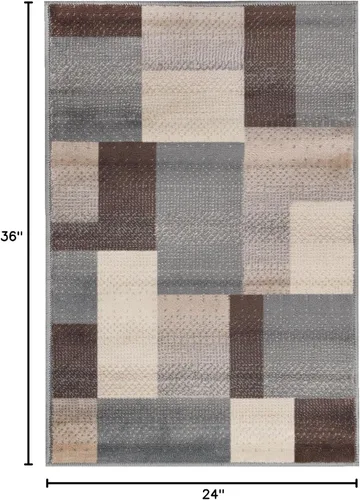 Vista 2 de Superior alfombra de área de la colección diseñador Clifton, 8 mm de altura de apilado, con respaldo de yute, diseño geométrico contemporáneo, Beige
