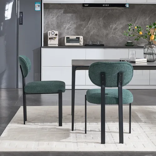 Vista 3 de Modern Dining Room Chairs Set of 2, Mid-Century Upholstered Kitchen Dining Chairs with Metal Legs, Table & Seating Chair Sets for Dining Room,Green