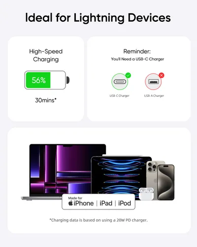 Vista 6 de iPhone Charger 5 Pack 6FT USB C to Lightning Cable【Apple MFi Certified】iPhone Charger Fast Charging iphone lightning cable iphone charger cord for