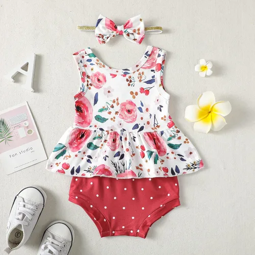 Vista 5 de Mioglrie Conjunto de ropa para bebé recién nacida, conjunto de pantalones cortos, lindos trajes de verano para bebés, ropa de bebé de algodón
