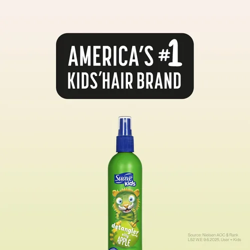 Vista 9 de Suave Kids Silly Apple Detangler Spray, acondicionador sin desgarros para niños, desenredante de cabello, suaviza y domina los nudos para un cabello