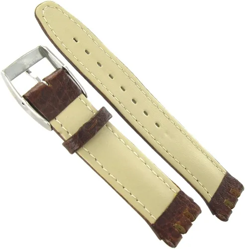 Vista 3 de 20mm pesados acolchado MORELLATO Genuine piel Italiano café Reloj Swatch banda