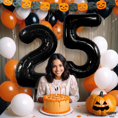 Vista 5 de KatchOn, Globo negro del número 25 de 40 pulgadas, globo de aluminio de Mylar del número 25 para decoraciones de feliz cumpleaños, globos del número