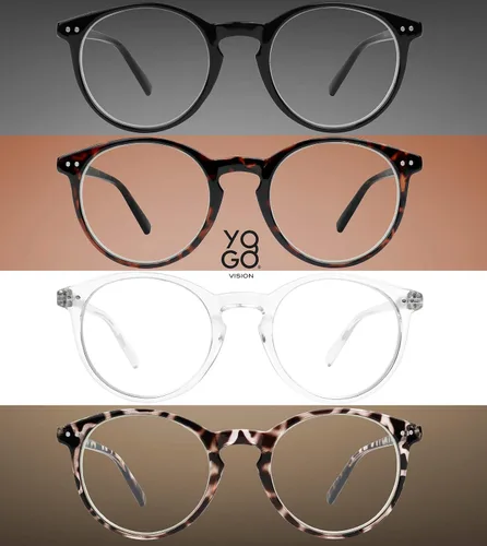 Vista 3 de Yogo Vision Gafas de lectura para mujeres y hombres, lentes de lectura con bloqueo de luz azul, redondos, color negro, cristal, gris leapord, marrón
