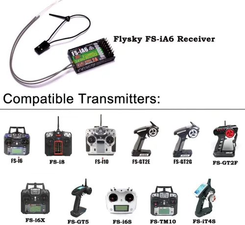 Vista 3 de YoungRC Flysky FS-iA6 Receptor 2.4G 6CH Receptor de control remoto con doble antena compatible FS-i4 i6 i10 GT2E GT2F GT2G Transmisor RC210
