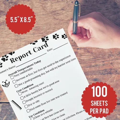 Vista 3 de Tarjetas de informes de aseo para perros (bloc de 100 hojas, 5.5 x 8.5 pulgadas), suministros para perros para grroming, tarjeta de informe