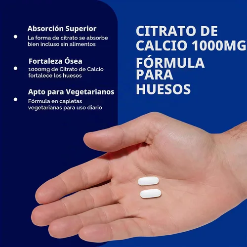 Vista 4 de GNC Citrato de calcio 1000 mg, soporta huesos fuertes, 180 cápsulas