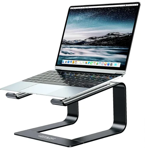 Vista 10 de Soporte giratorio de 360° para computadora portátil para escritorio para dispositivos de 10-17" Adjustable Height, Ergonomic Laptop Riser Standing