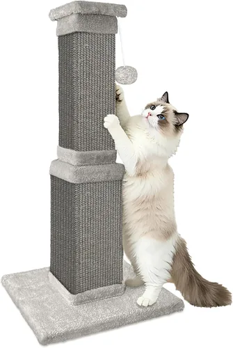 Vista 15 de AGYM Rascador para gatos, rascador para gatos de 32 pulgadas con percha de felpa grande, sisal y poste rascador de alfombra, postes verticales