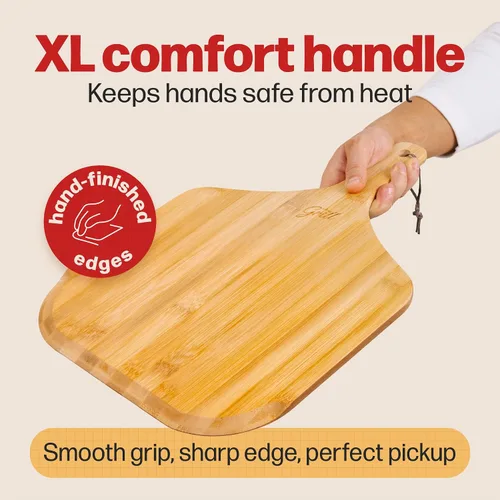 Vista 8 de Hans Grill - Pala de madera de bambú para pizza, paleta de 12 pulgadas para horno