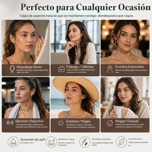 Vista 8 de Lápiz de cejas para mujer, bolígrafo de cejas de microblading de doble punta con punta de 2 tenedores y punta de pincel precisa, lápiz de cejas 01