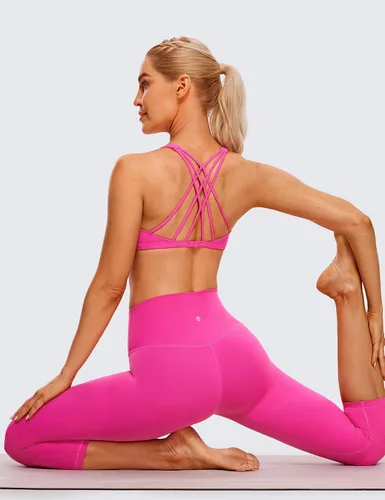 Vista 4 de CRZ YOGA Brasier deportivo de mujer con sensación de desnudo, espalda cruzada, con tirantes, acolchado, soporte medio, inalámbrico, para gimnasio