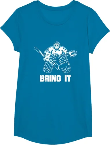 Vista 72 de Divertida camiseta gráfica de ropa de portero de hockey sobre hielo, Negro, S