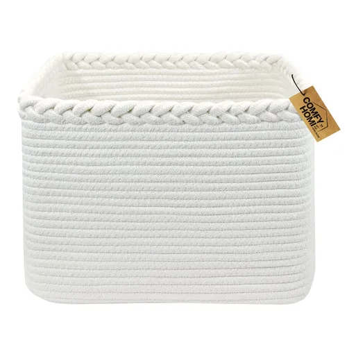 Vista 31 de COMFY-HOMI Cestas de almacenamiento de 11.5 x 7.5 x 4.7 pulgadas para organizar, cesta tejida de cuerda de algodón, caja de almacenamiento de marrón