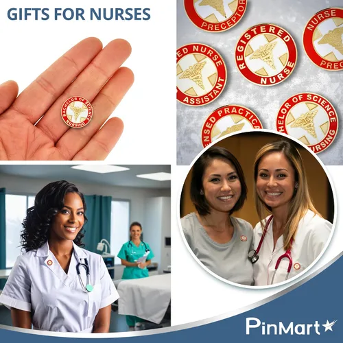 Vista 9 de PinMart's Red Caduceus Nursing Lapel Pin