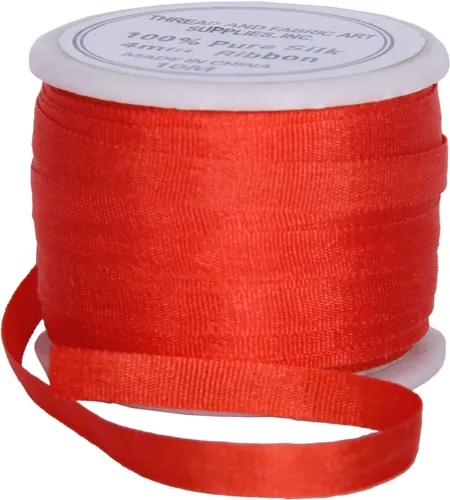 Vista 101 de Threadart Cinta de seda 100% pura - 3 tamaños - Docenas de colores - Castaño - 2 mm No. 524 Soft 100% pure silk ribbon on a single spool - perfect
