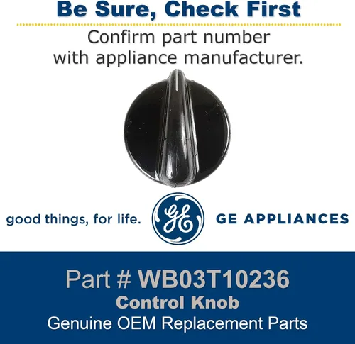 Vista 3 de GE WB03T10236 Perilla de control OEM genuina (negra) para estufa / horno / estufa GE