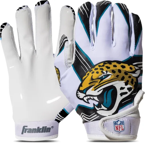 Vista 23 de Franklin Sports - Guantes de receptor de fútbol americano juvenil de la NFL, par de guantes de fútbol para niños con logotipos de equipos de la NFL