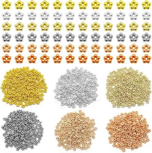 Vista 19 de 1000 cuentas espaciadoras redondas planas para manualidades, cuentas de disco de 5 colores para hacer joyas, pulseras, collares, aretes y 1000pcs; 5