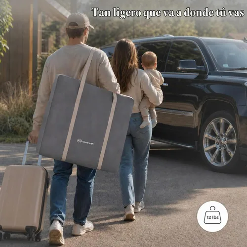 Vista 7 de Kinderkraft LOVI Cuna de Viaje para Bebé, Cuna Portátil Plegable con Mosquitera Integrada, Capota Ajustable y Función de Cuna Adicional, Beige