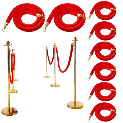Vista 6 de Woanger Juego de 8 decoraciones de fiesta de alfombra roja de 27.5 pulgadas, postes ligeros y cuerdas de terciopelo para alfombra roja, noche