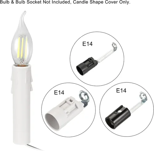 Vista 4 de uxcell Fundas de plástico para candelabros E14, 0.984 x 3.937 in, color blanco, paquete de 9