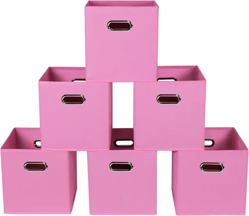 Vista 27 de Yunkeeeper - Contenedores de almacenamiento, cubos organizadores de tela con asa, cubos plegables para almacenamiento de tela o accesorios, 11 x 11