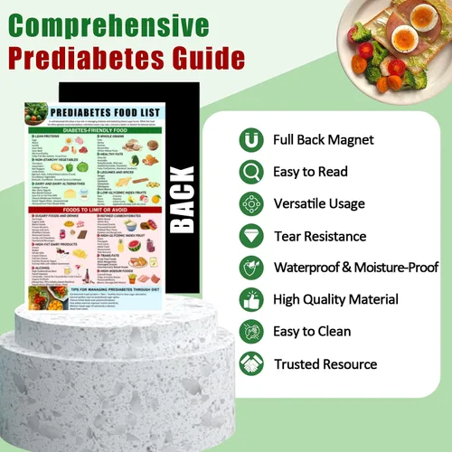 Vista 3 de Tabla de lista de alimentos para la diabetes, tabla magnética de alimentos saludables, hoja de referencia rápida para prediabetes, tabla