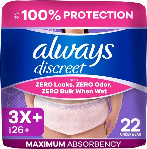 Vista 25 de Always Discreet Ropa interior para incontinencia adulta para mujeres y ropa interior posparto, pequeña/mediana, hasta 100% protección contra fugas