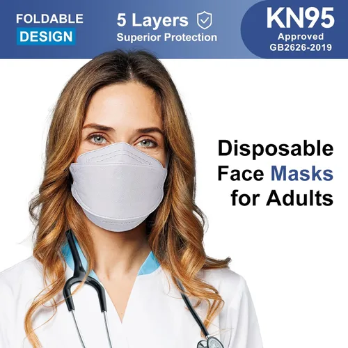 Vista 8 de FENFEN Mascarillas KN95 desechables para adultos, paquete de 50 unidades, 5 capas de protección contra el polvo, transpirable, cómodo, respirador