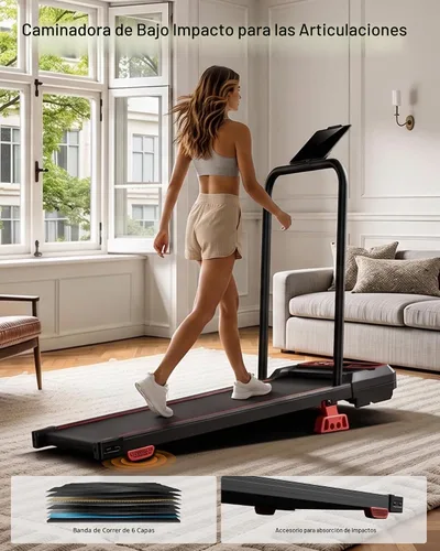Vista 5 de Walking Pad Treadmill with Handle Bar & Vibration Plate Negro textura