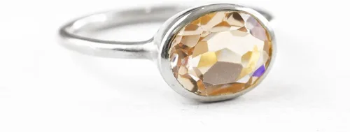 Vista 154 de Oval Birthstone Ring Bezel Set in Vermeil Gold, Sterling Silver, or Rose Gold, Stacking Birthstone Ring [rOMB]