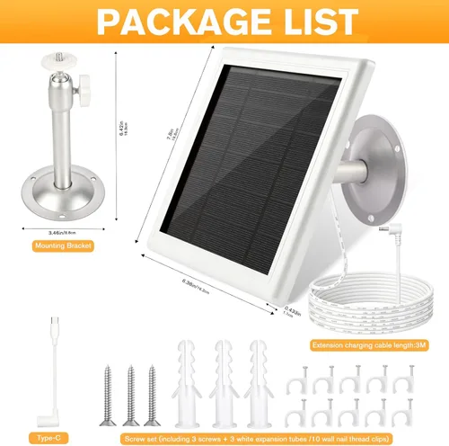 Vista 9 de Panel solar para cámara de anillo, cargador solar de 5 W compatible con Ring Stick Up Cam Plus/Pro y Spotlight Cam serie de baterías, incluye