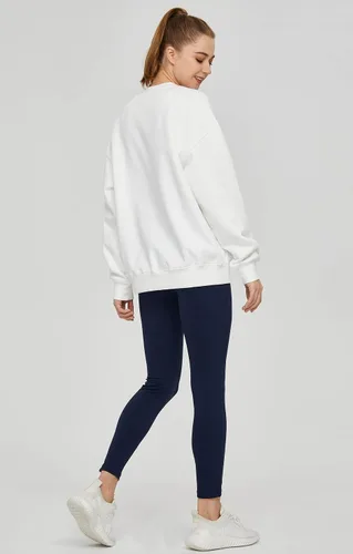 Vista 9 de THE GYM PEOPLE Sudadera de forro polar con cuello redondo para mujer, ajuste holgado, suave, de gran