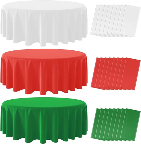 Vista 15 de MASHAN Paquete de 6 Manteles de Navidad a Granel, Manteles Desechables Rojos Blancos Verdes, Cubiertas de Mesa Rectangulares Temática de Italia