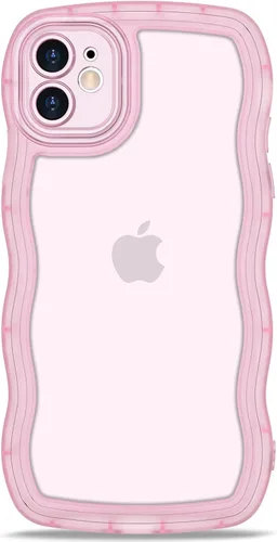 Vista 116 de Anuck Funda para iPhone 13 Pro con borde ondulado, diseño trasero transparente, agarre antideslizante, forma de marco rizado ondulado, a prueba