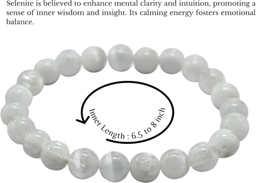 Vista 648 de Amazing Gemstone Pulsera de cristal para mujeres y hombres, pulsera de cristal curativo de protección, pulsera elástica con cuentas de piedras