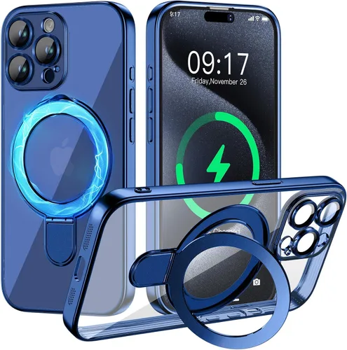 Vista 47 de Funda magnética para iPhone 14 Pro con soporte invisible [compatible con MagSafe] [protector completo de lente de cámara]