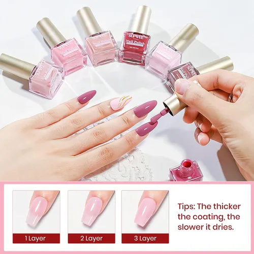 Vista 3 de Juego de esmaltes de uñas de 12 colores, secado rápido, esmalte de uñas natural natural rosa nude sin gel, esmalte de uñas de secado rápido