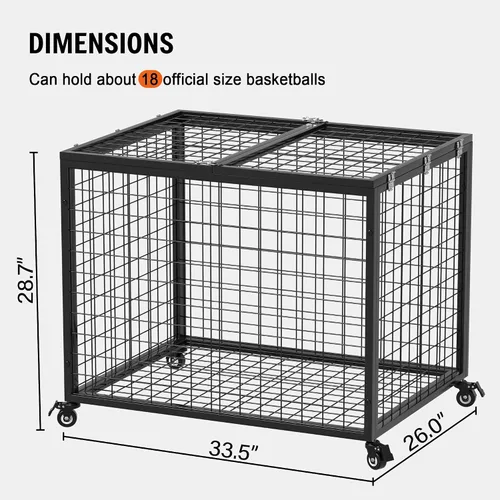 Vista 2 de rehomerance Ball Cart Garage Sports Equipment Basketball Organizer with Lockable Lid, Basketball Storage Bin for Indoor Outdoor, Rolling Exercise