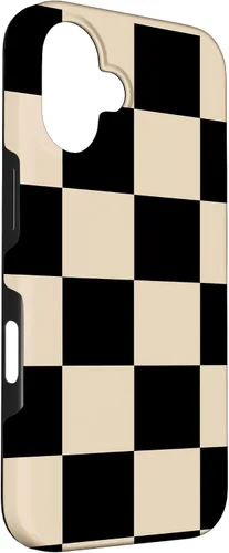Vista 3 de Black and Beige Classic Checkered Big Checkerboard Pattern Case for iPhone 16