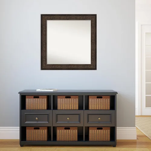 Vista 1029 de Amanti Art Espejo de pared personalizado no biselado (25 x 25 pulgadas), marco de bronce acentuado, varios tamaños personalizados, espejo de baño