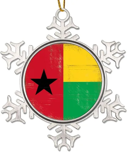 Vista 8 de Adorno colgante de Navidad de Gabón, bandera de Gabón, regalo de vacaciones, copo de nieve de metal, adorno para árbol de Navidad, bandera nacional