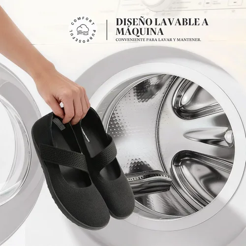 Vista 6 de DREAM PAIRS Zapatos planos Mary Jane de punta ancha para mujer Negro