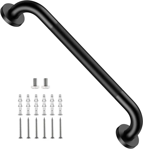 Vista 36 de Barra de agarre para ducha negra de 12 pulgadas con agarre de goma antideslizante, ZUEXT Barra de agarre para baño de acero inoxidable, Barra