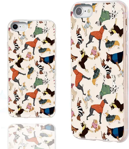 Vista 17 de Funda protectora delgada de goma TPU suave para iPhone SE 2022/2020/8/7/6S/6, funda protectora de goma TPU suave, lindo perro corgi de dibujos Un