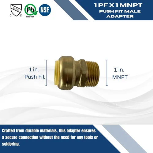 Vista 4 de 1 adaptador NPT macho de 1 pulgada de ajuste a presión x 1 pulgada
